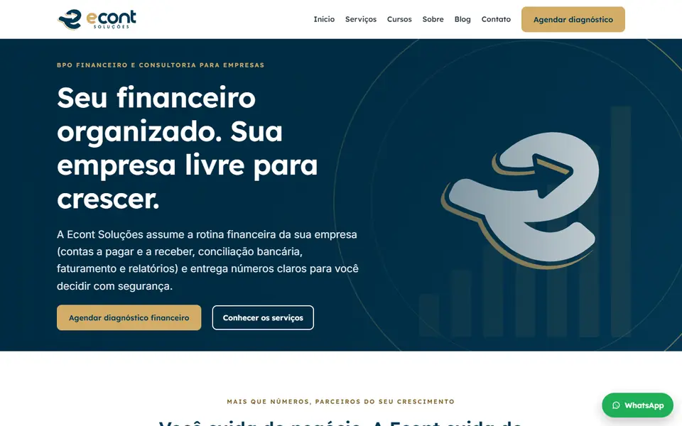 Página inicial do site da Econt Soluções
