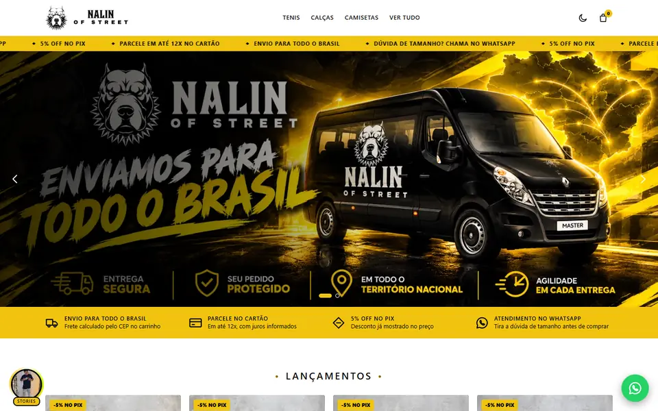 Página inicial da loja online NALIN OF STREET